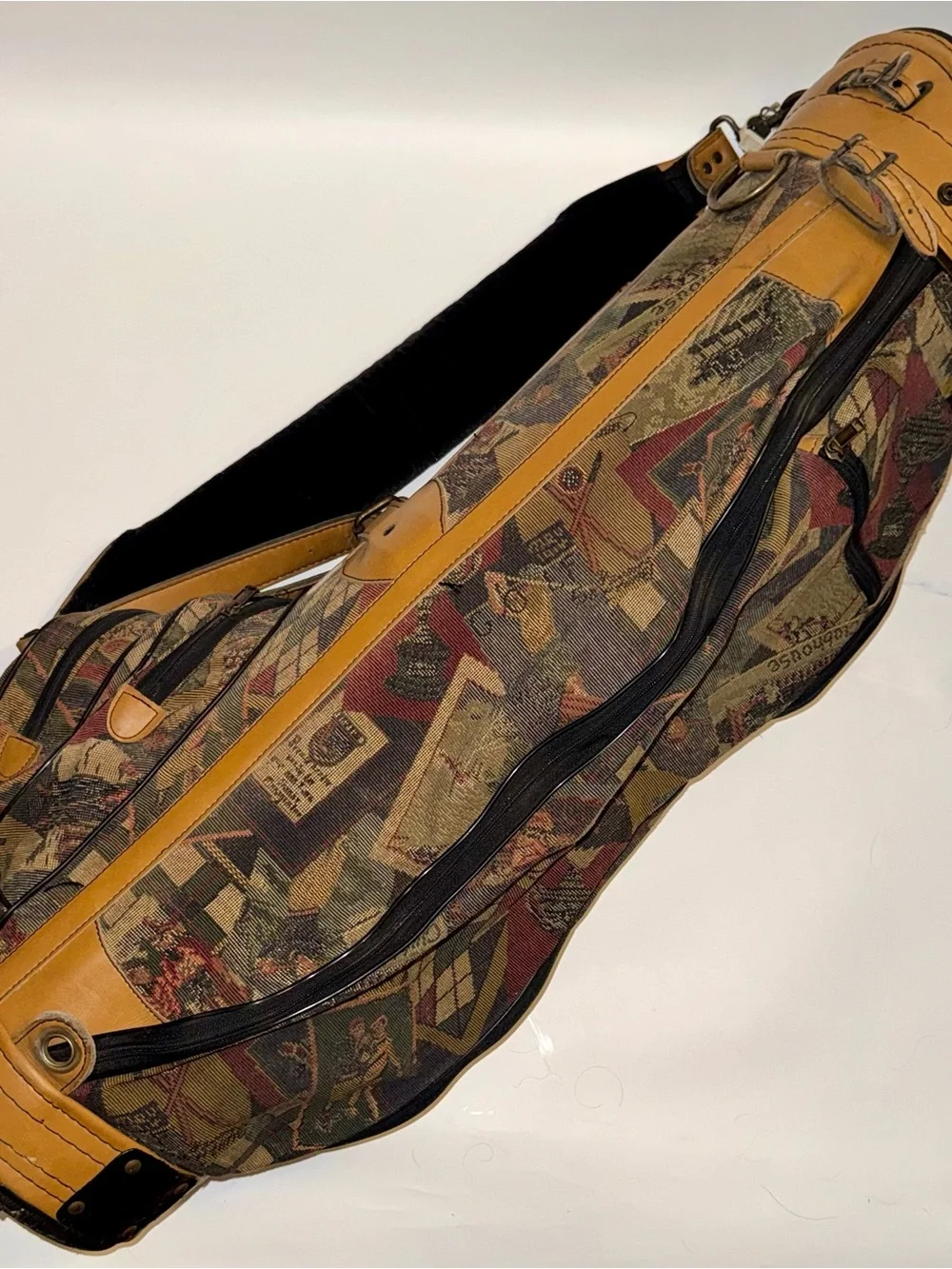 Vintage Miller Golf Bag Woven Tapestry Leather Pro Model 6-Way Made in USA Retro